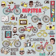 Hipsters and bikes set Vector illustration