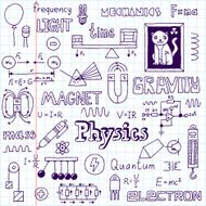 Physics Hand drawn Vector illustration School notebook