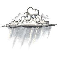 Rain Cloud Engraving Illustration