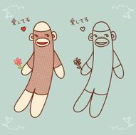 sock monkey in love