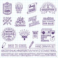 Back to school doodle set School notebook