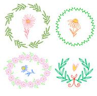 Floral doodle wreaths N2