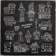 chalkboard vector fairy tale houses