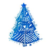 Watercolor Christmas tree with greeting text