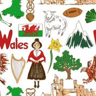 Sketch Wales seamless pattern N2