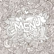Menu cartoon hand lettering and doodles elements background N3