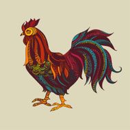 abstract hand drawn rooster
