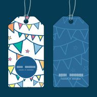 Vector colorful doodle bunting flags vertical round frame pattern tags