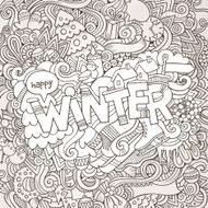 Winter hand lettering and doodles elements background N5