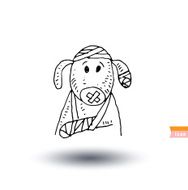 sick dog pet care icon