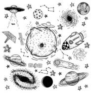 Set of planets icon hand drawn vector illustration N6