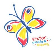 Childlike drawing of butterfly