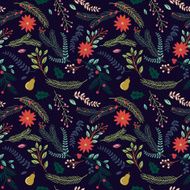 Seamless Tileable Christmas Holiday Floral Background Pattern - Vector Illustration N3