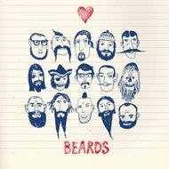 Funny people with beards on paper background