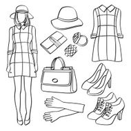 Fashion Lady with Clothing and Accessories N6