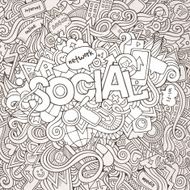 Social hand lettering and doodles elements background N4