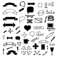 Set black business icons arrows ribbons