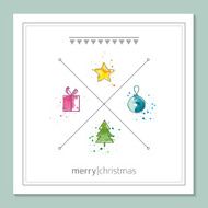Christmas greeting card with watercolor elements N3
