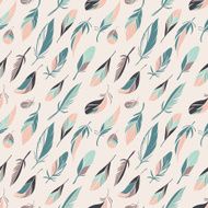 Vintage seamless pattern with feathers N4