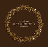 Golden holiday wreath with wishes