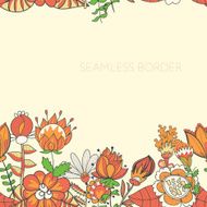 border with abstract hand-drawn flowers N14