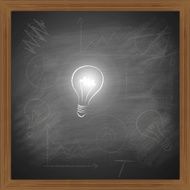 Light bulb on blackboard