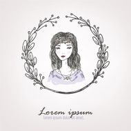 floral frame with pretty girl