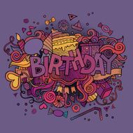 Birthday hand lettering and doodles elements background N8