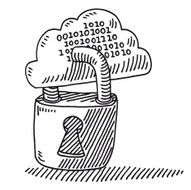 Cloud Data Security Padlock Drawing