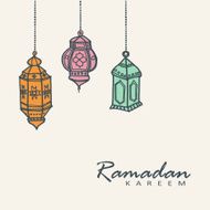 Hand drawn arabic lanterns Ramadan vector illustration