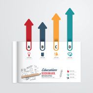 infographic book open with bookmark arrow concept education