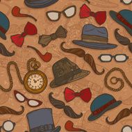 Vintage hats and glasses color seamless pattern