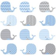 Cute Whale pattern set - Illustration