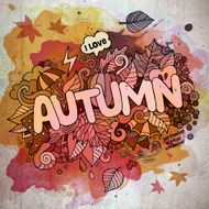 Autumn hand lettering and doodles elements background N7