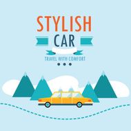 Stylish car on the road Travel background