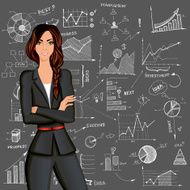 Business woman doodle background N3