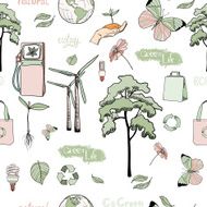 Doodles ecology and energy seamless pattern