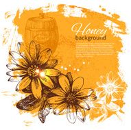 Honey background with hand drawn sketch illustration N13