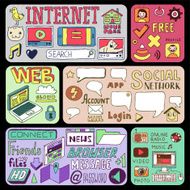 Internet doodles banners Vector illustration