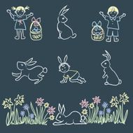 Easter themed chalk doodle elements