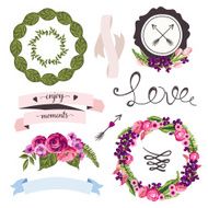 Wedding collection with hand-drawn flowers and plants N4