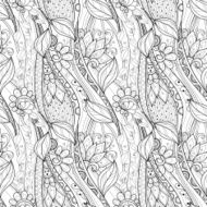 Seamless Monochrome Floral Pattern (Vector) N32
