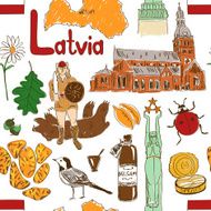 Sketch Latvia seamless pattern