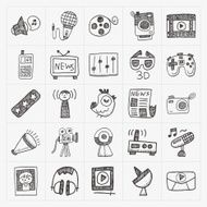 doodle media icons set N3