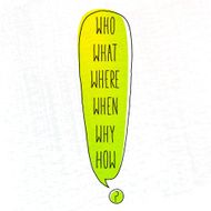 Definitive Questions List Written in Colored Speech Bubble