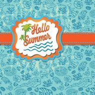 Summer design template Funny Sea Life ribbon label