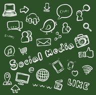 social media on green background