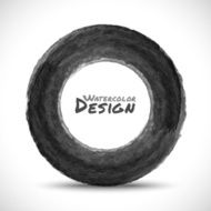 Hand drawn watercolor black circle