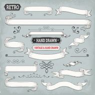 Hand Drawn Retro Labels and Ribbons N7