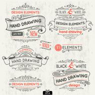 hand drawing elements and banners N4